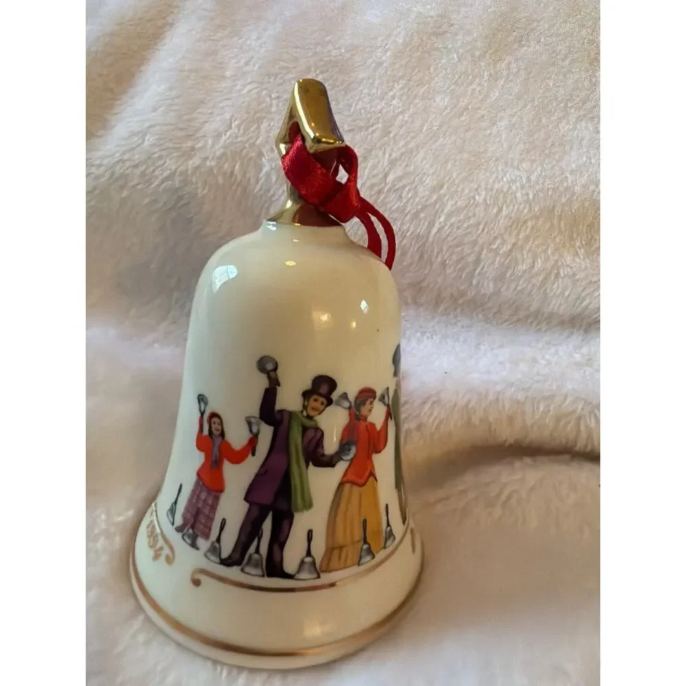 Lenox 1994 Musical Silver Bells Bell Christmas Ornament Porcelain Gold Trim